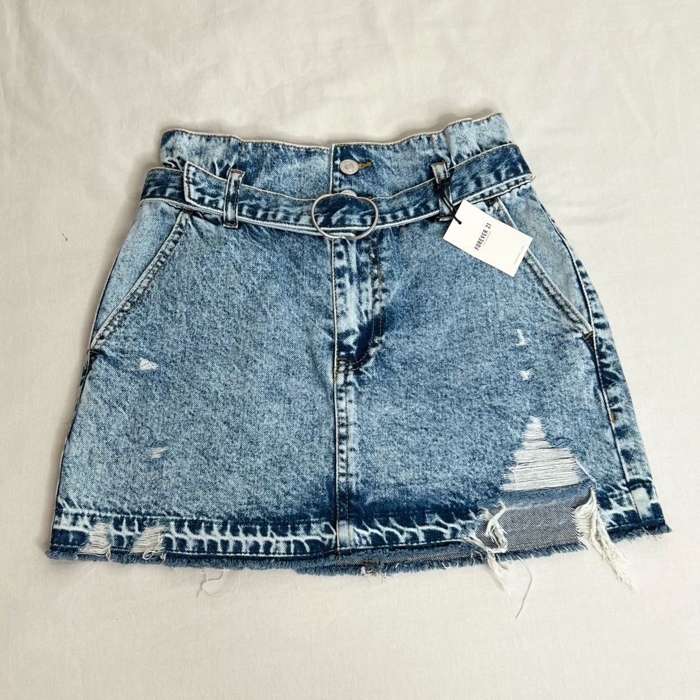 forever 21 denim skirt raw hem size s